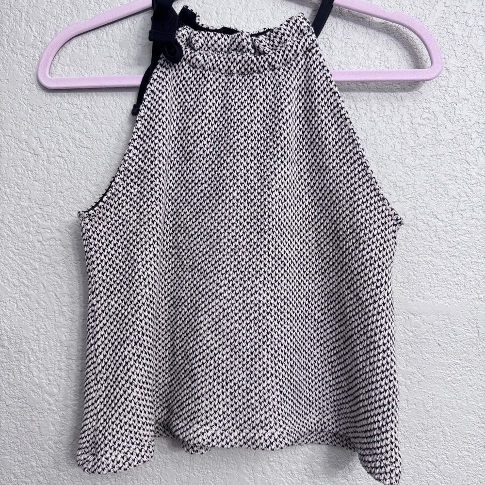 Madewell Knit Halter Tank Top Size XS Black & White Cotton Blend